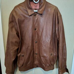 Soporcol Portuguese Vintage Brown Soft Leather Bomber Jacket Barn Workwear